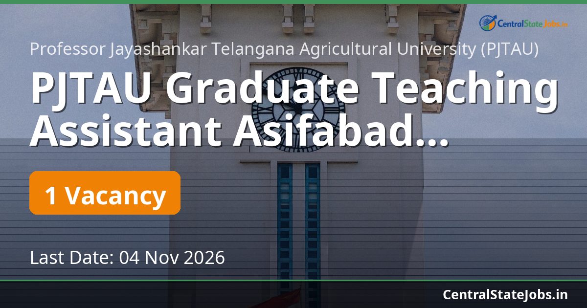 PJTAU Graduate Teaching Assistant Asifabad Recruitment 2026