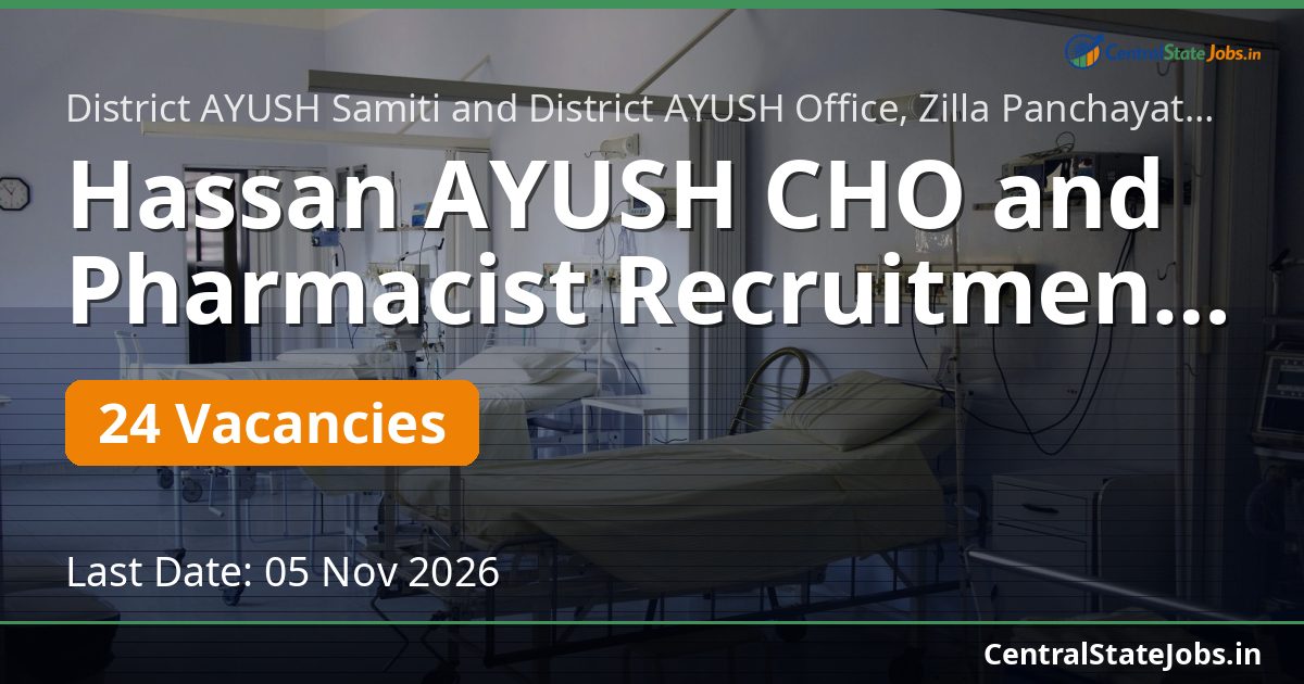 Hassan AYUSH CHO and Pharmacist Recruitment 2026