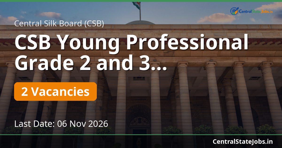 CSB Young Professional Grade 2 and 3 Recruitment 2026