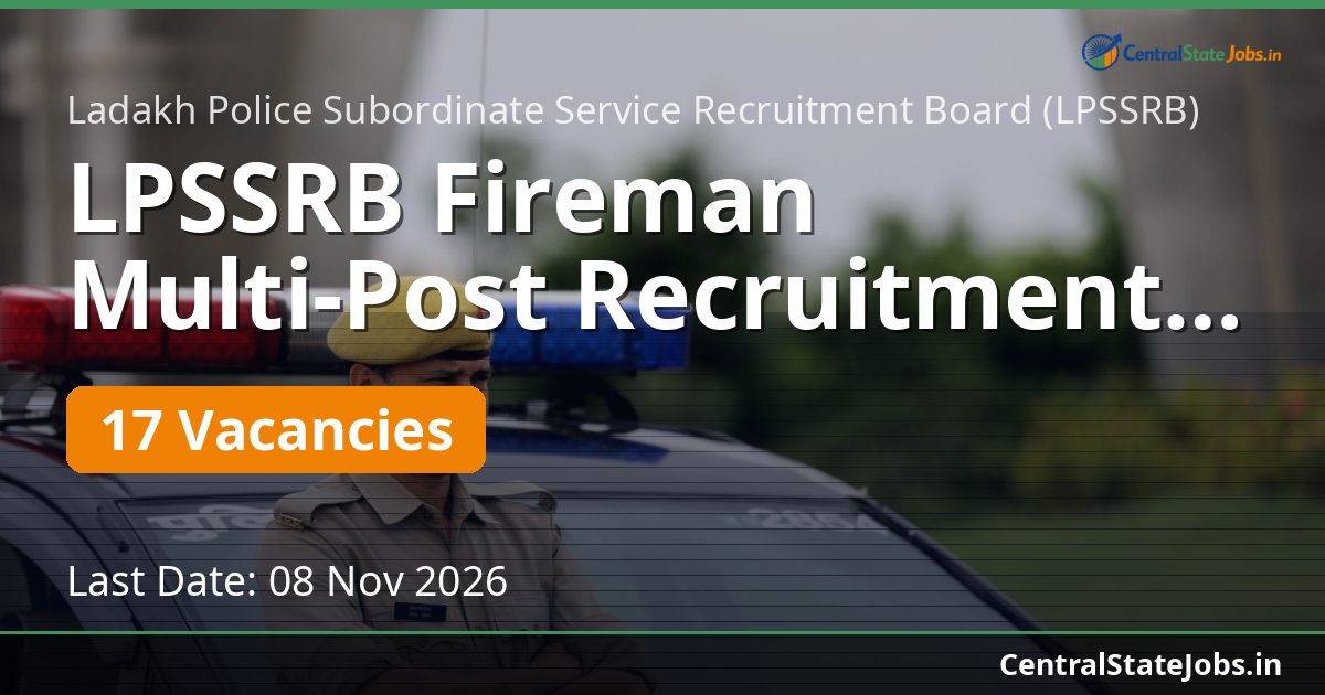 LPSSRB Fireman Multi-Post Recruitment 2026