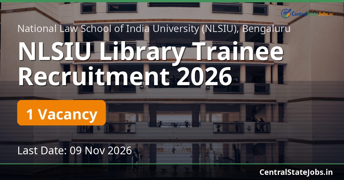 NLSIU Library Trainee Recruitment 2026