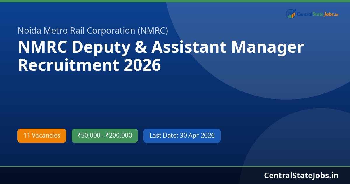 NMRC Deputy & Assistant Manager Recruitment 2026