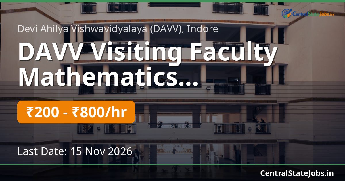 DAVV Visiting Faculty Mathematics Recruitment 2026