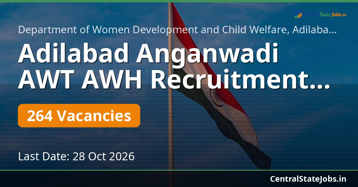 Adilabad Anganwadi AWT AWH Recruitment 2026 — 264 Vacancies