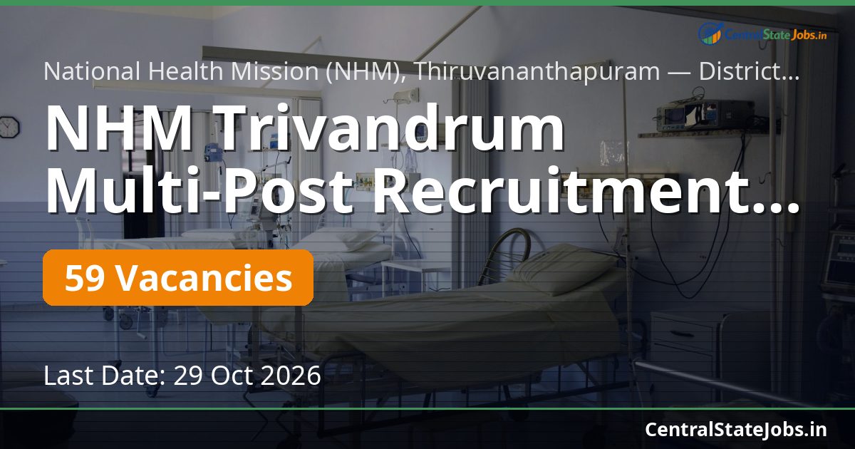 NHM Trivandrum Multi-Post Recruitment 2026 — 59 Vacancies