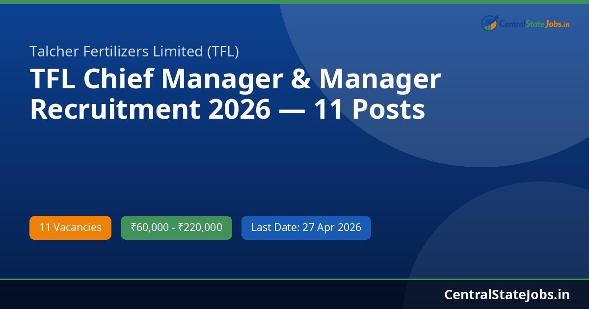 TFL Chief Manager & Manager Recruitment 2026 — 11 Posts