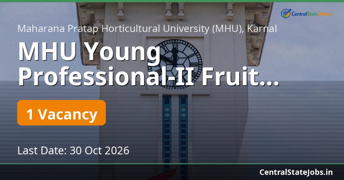 MHU Young Professional-II Fruit Science Recruitment 2026