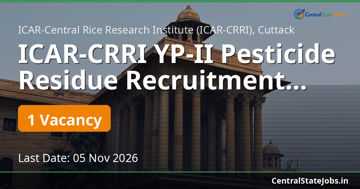 ICAR-CRRI YP-II Pesticide Residue Recruitment 2026