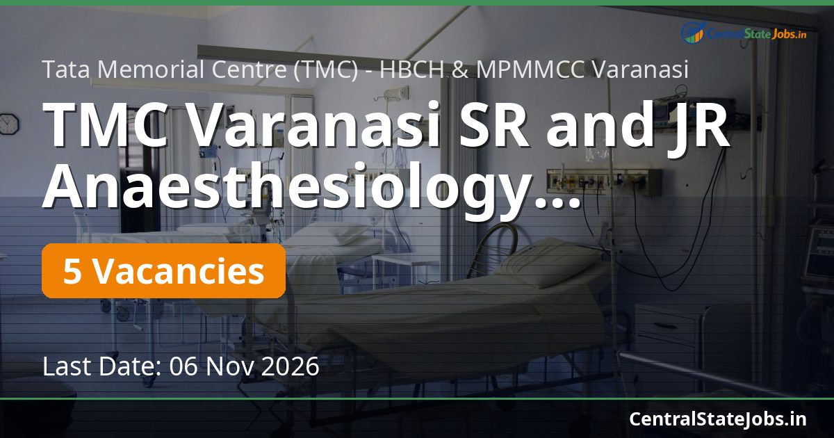 TMC Varanasi SR and JR Anaesthesiology Recruitment 2026