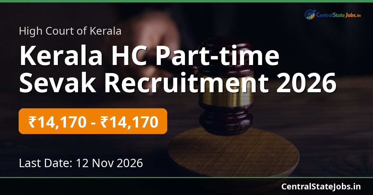 Kerala HC Part-time Sevak Recruitment 2026