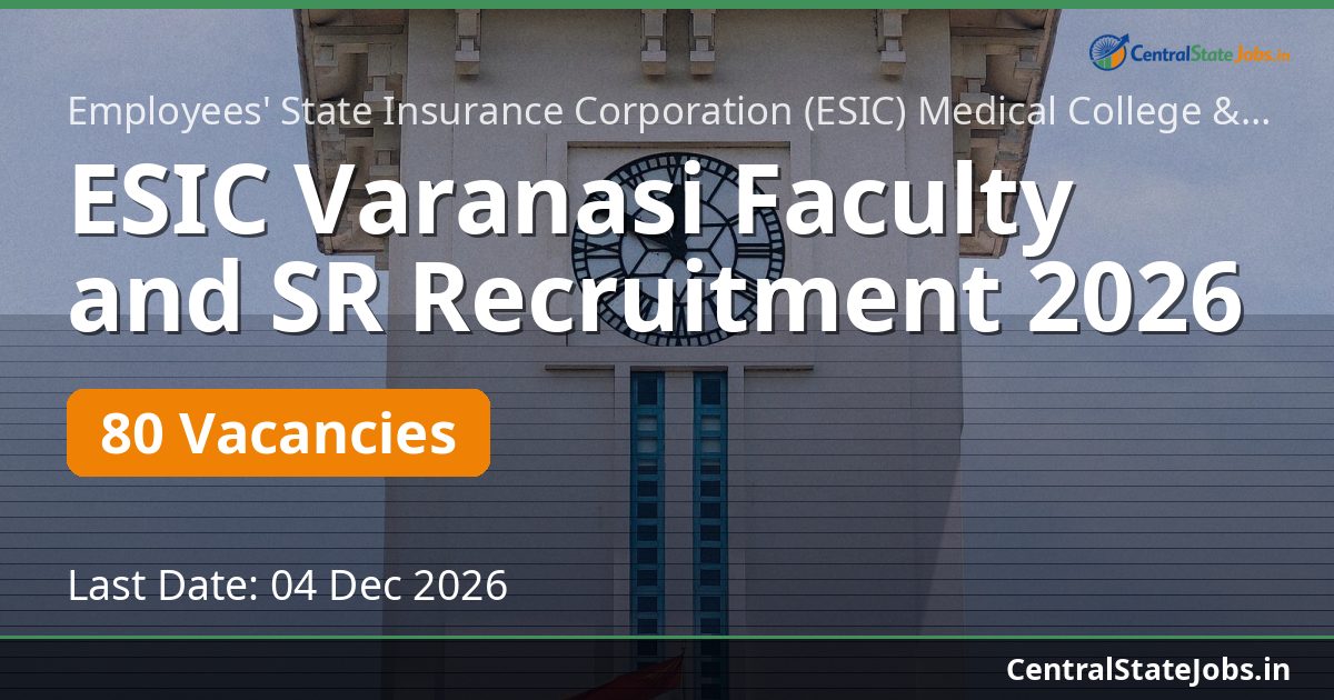 ESIC Varanasi Faculty and SR Recruitment 2026 — 80 Vacancies