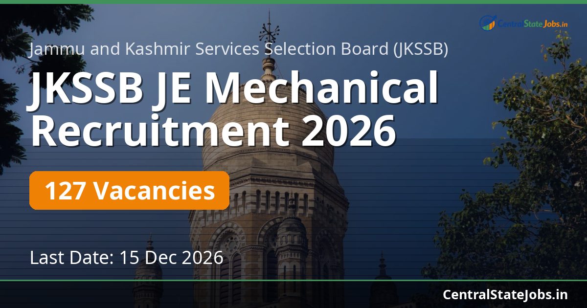 JKSSB JE मैकेनिकल भर्ती 2026 – 127 पद