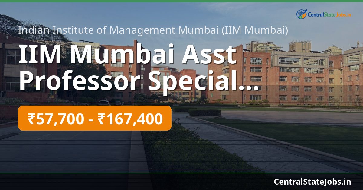 IIM Mumbai Asst Professor Special Recruitment Drive 2026