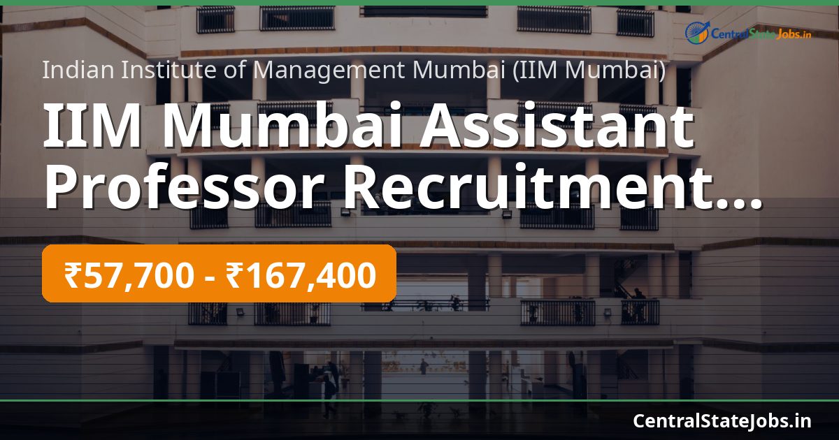 IIM Mumbai Assistant Professor Recruitment Advt 2025/08