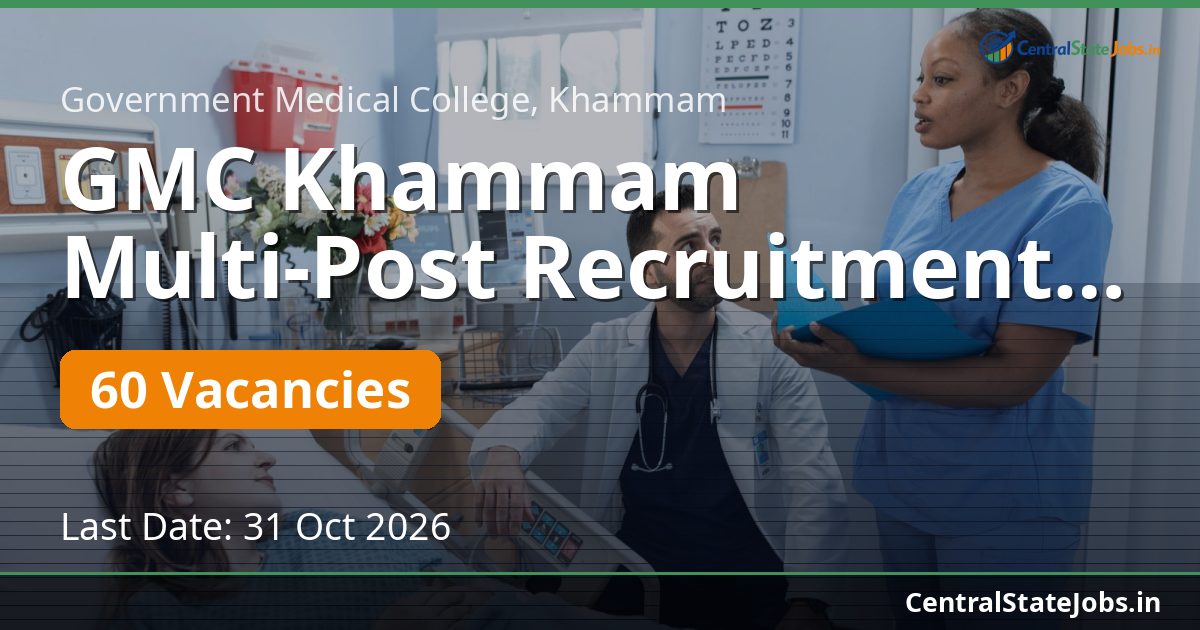 GMC Khammam Multi-Post Recruitment 2026 — 60 Vacancies