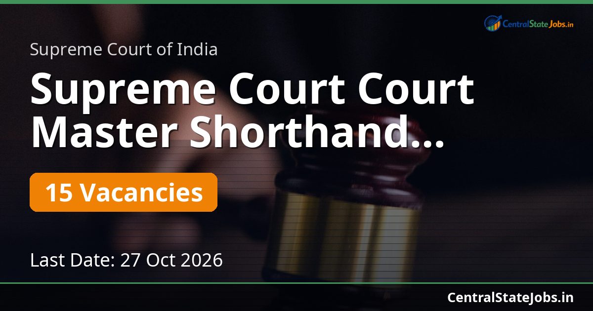 Supreme Court Court Master Shorthand Recruitment 2026