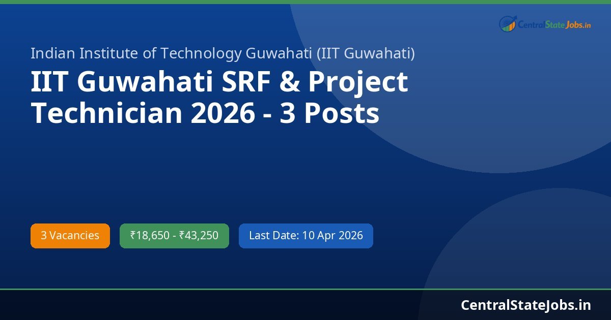 IIT Guwahati SRF & Project Technician 2026 - 3 Posts