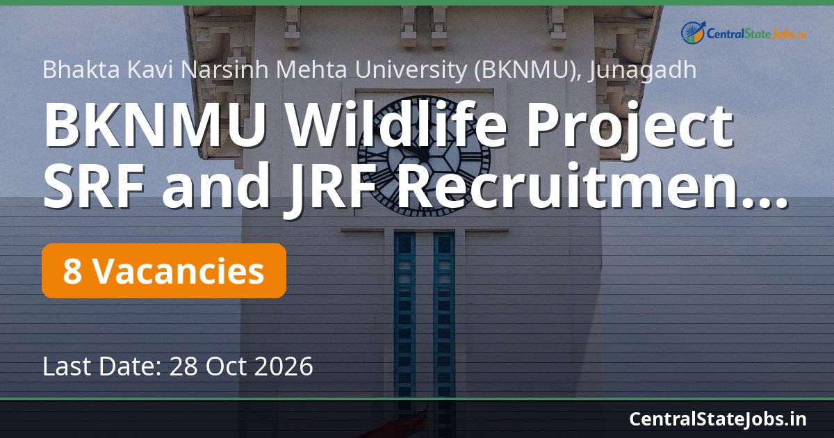 BKNMU Wildlife Project SRF and JRF Recruitment 2026