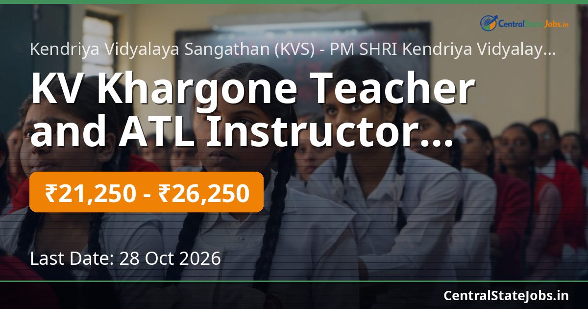 KV Khargone Teacher and ATL Instructor Recruitment 2026
