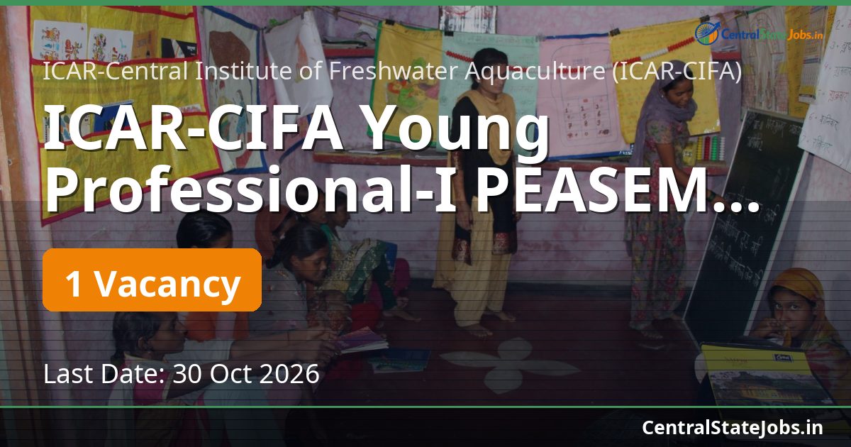 ICAR-CIFA Young Professional-I PEASEM Recruitment 2026