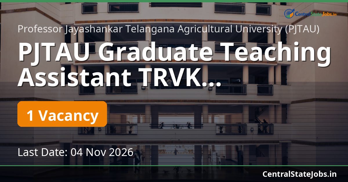 PJTAU Graduate Teaching Assistant TRVK Bhupalpally 2026