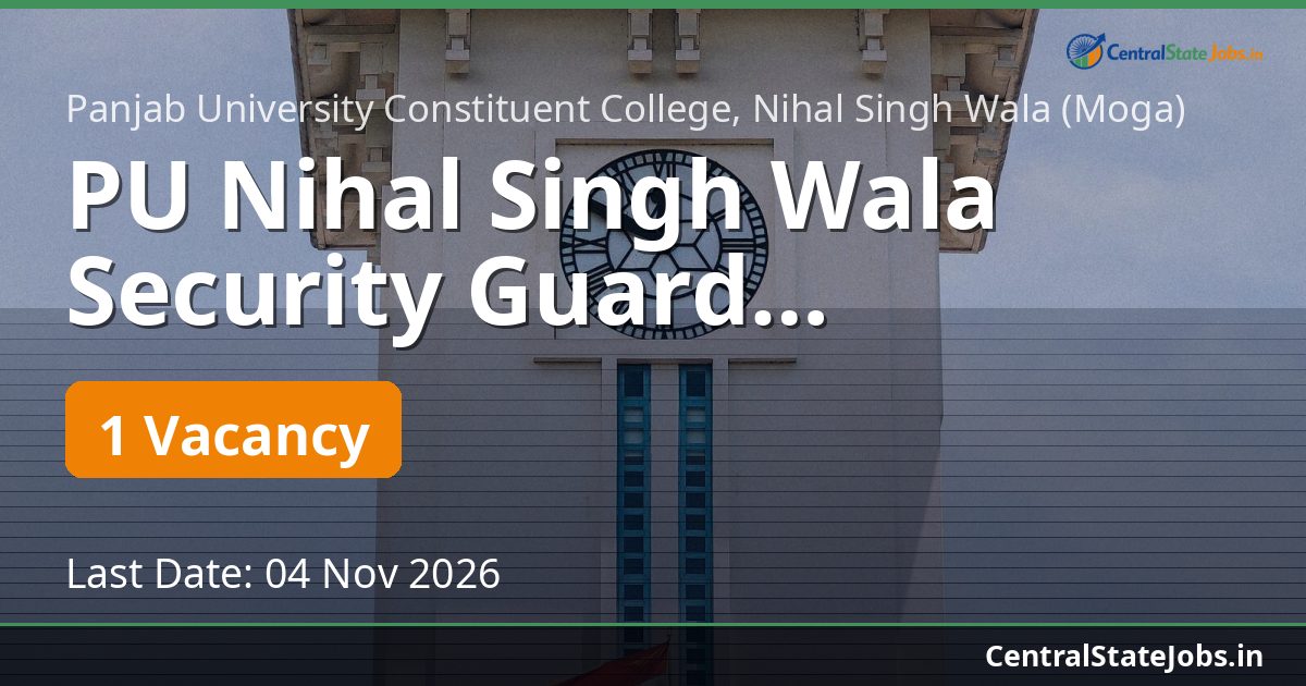 PU Nihal Singh Wala Security Guard Recruitment 2026