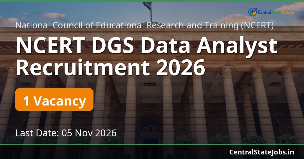 NCERT DGS Data Analyst Recruitment 2026