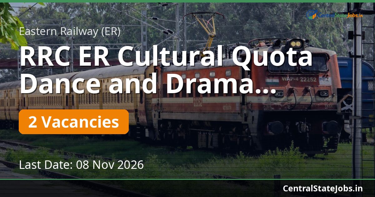 RRC ER Cultural Quota Dance and Drama Recruitment 2026
