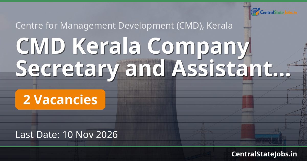CMD Kerala Company Secretary and Assistant Manager 2026