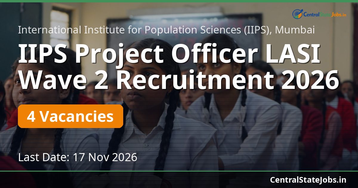 IIPS Project Officer LASI Wave 2 Recruitment 2026