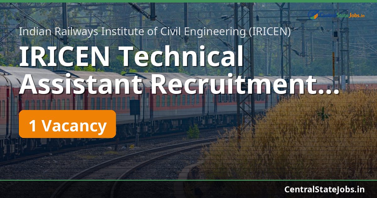 IRICEN Technical Assistant Recruitment 2026