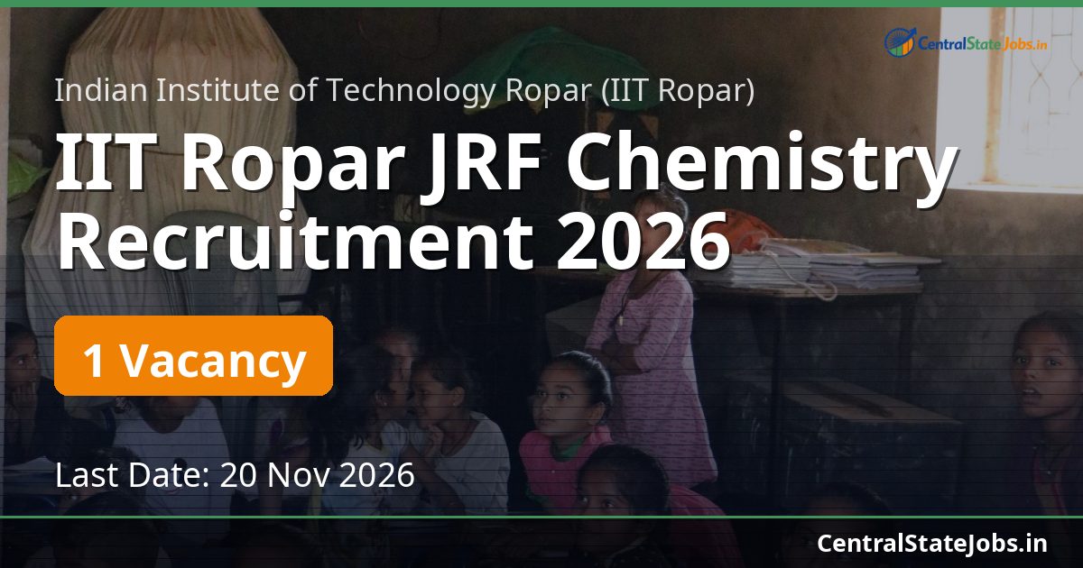 IIT Ropar JRF Chemistry Recruitment 2026
