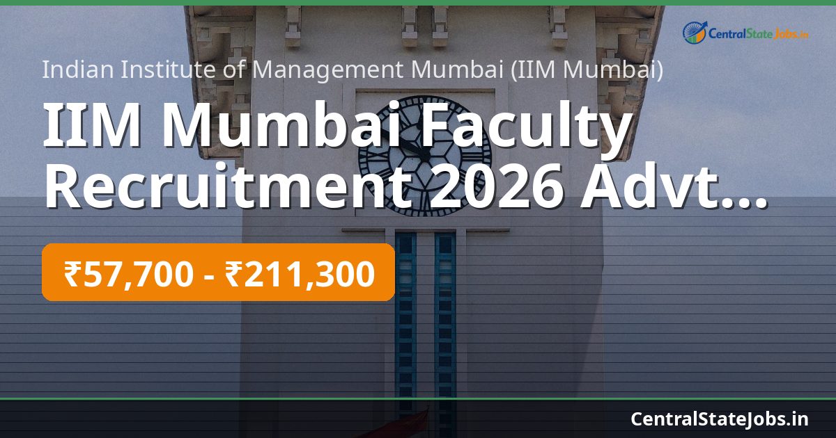 IIM Mumbai Faculty Recruitment 2026 Advt 2026/02