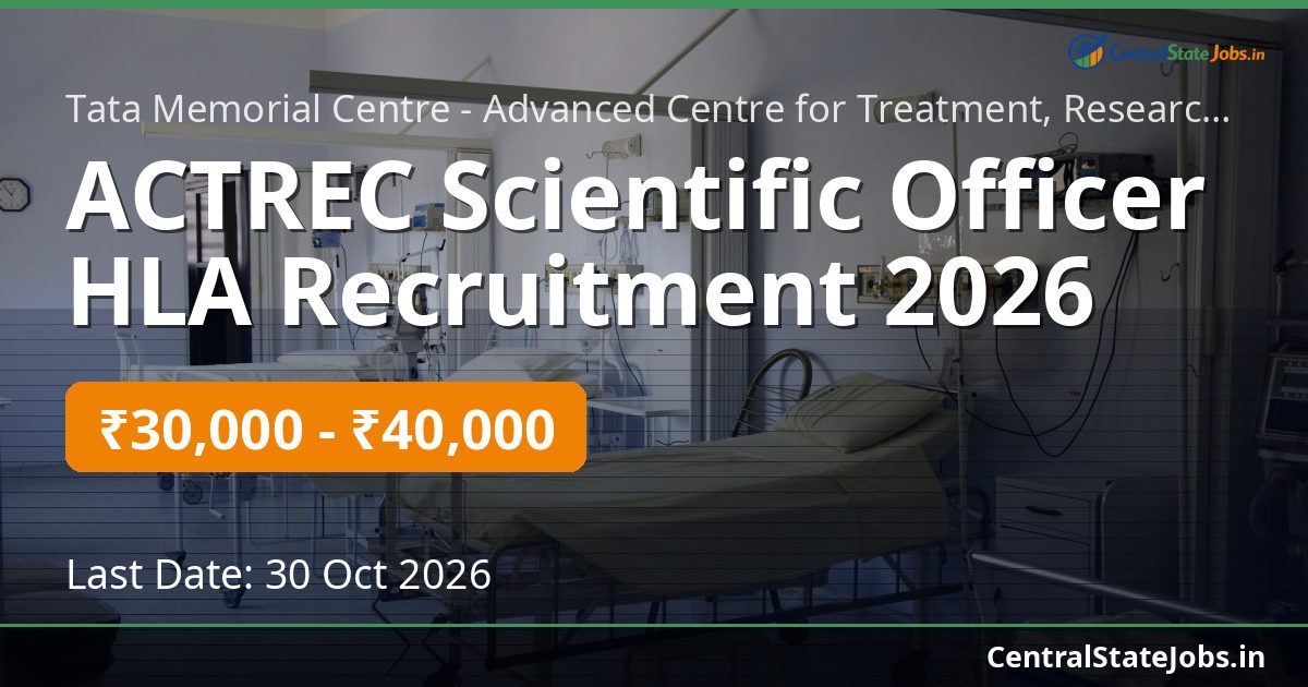 ACTREC Scientific Officer HLA Recruitment 2026