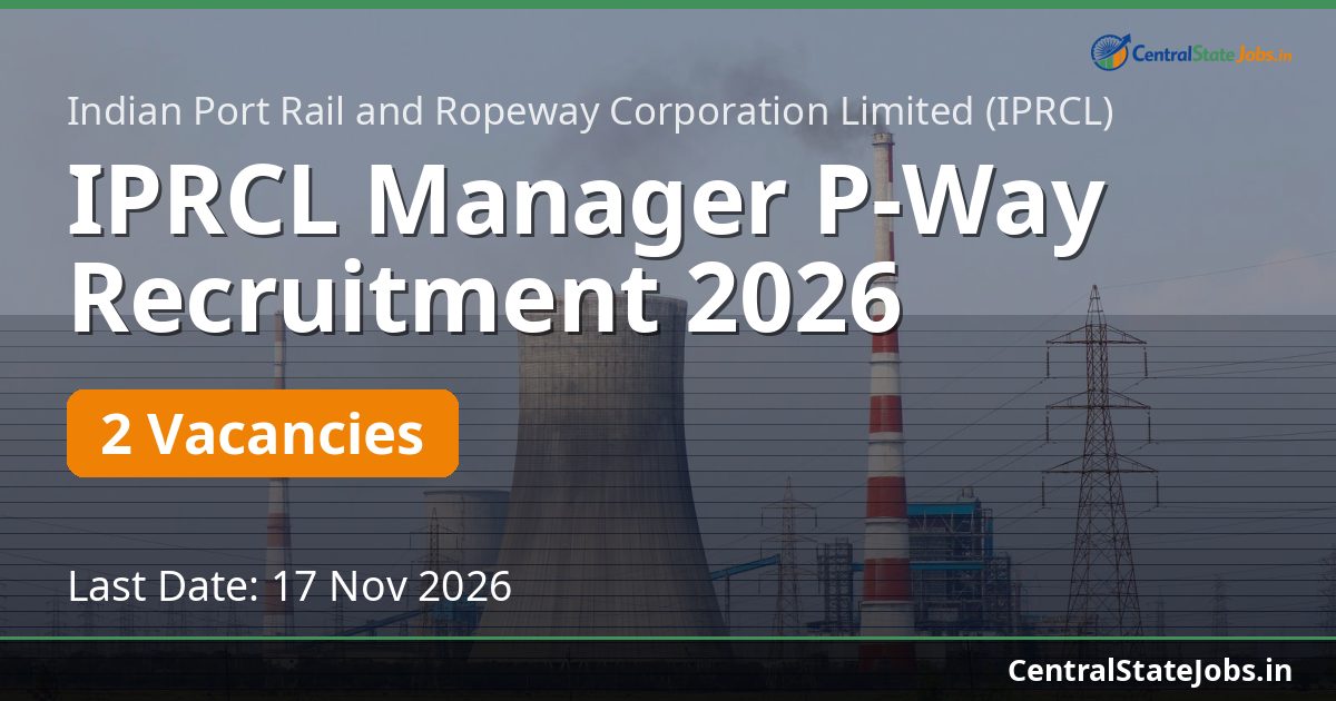 IPRCL Manager P-Way Recruitment 2026