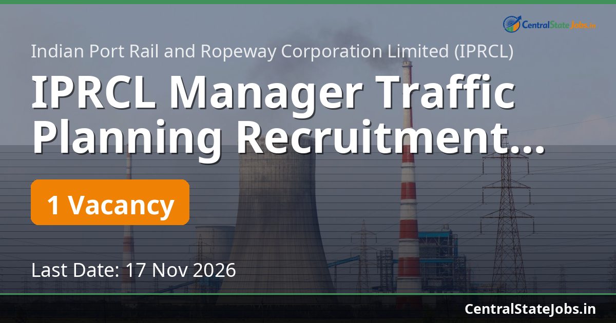 IPRCL Manager Traffic Planning Recruitment 2026