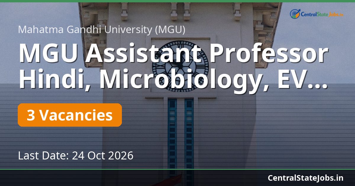MGU Assistant Professor Hindi, Microbiology, EVS 2026