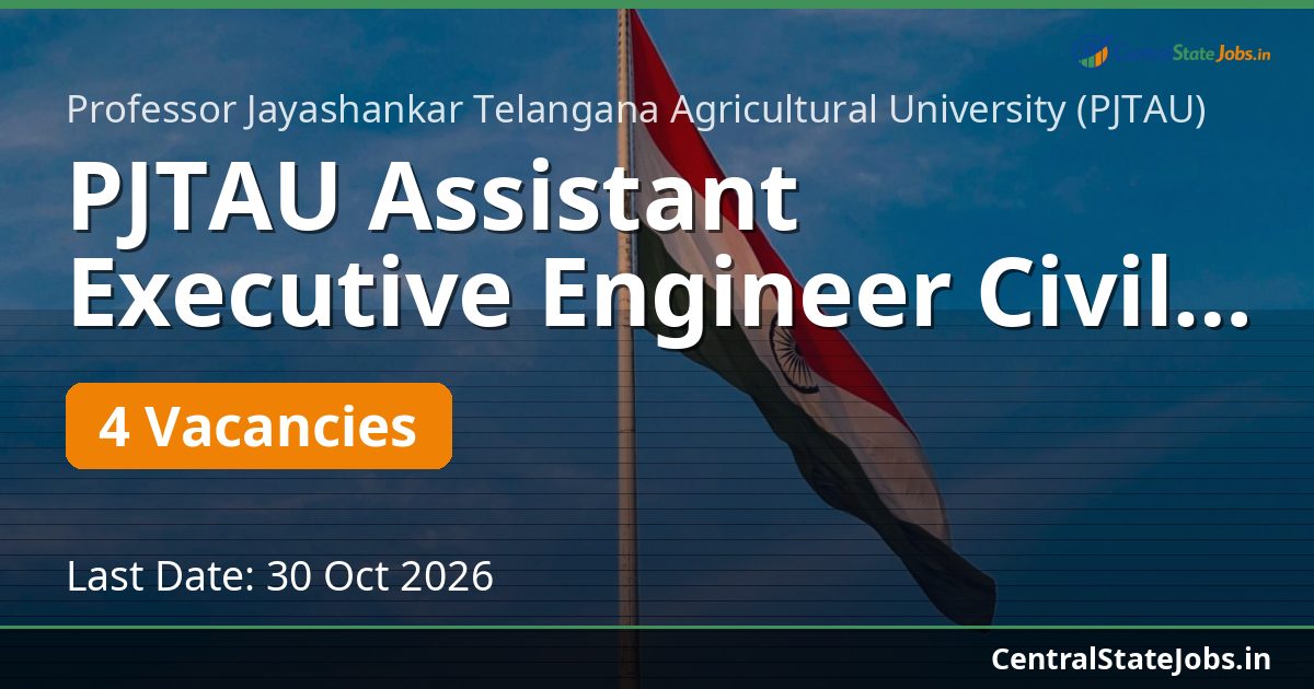 PJTAU Assistant Executive Engineer Civil Recruitment 2026