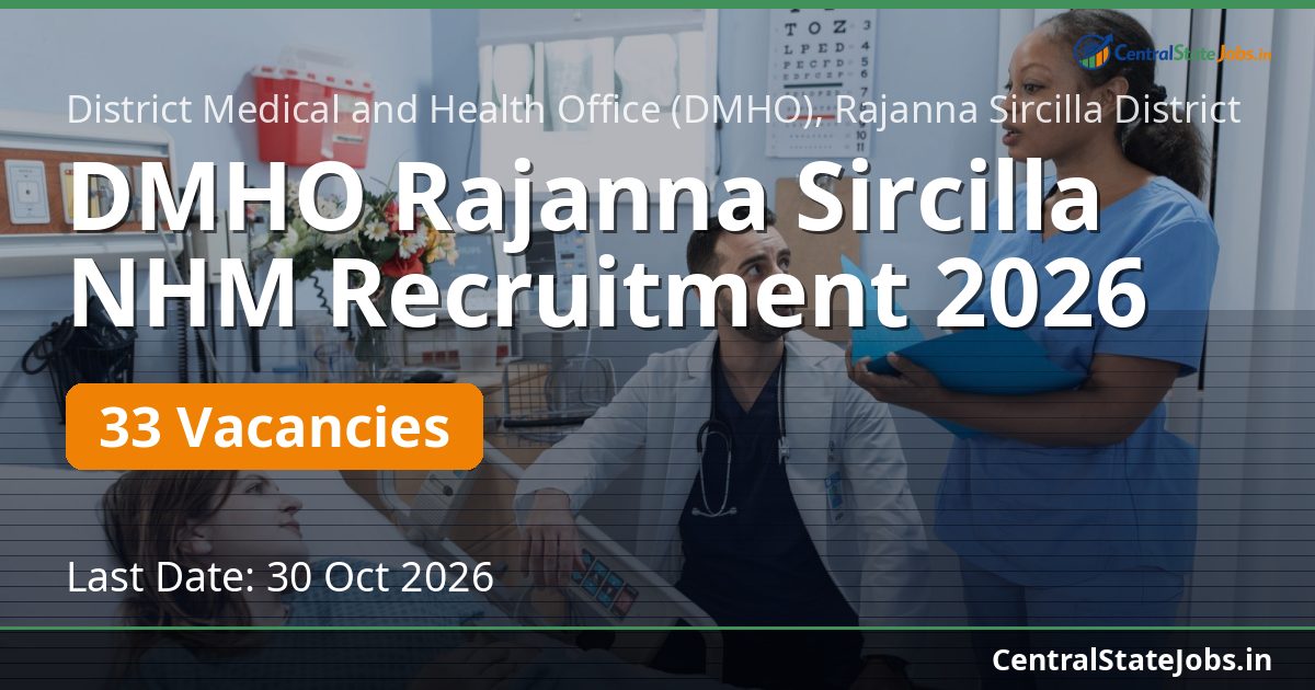 DMHO Rajanna Sircilla NHM Recruitment 2026 — 33 Vacancies
