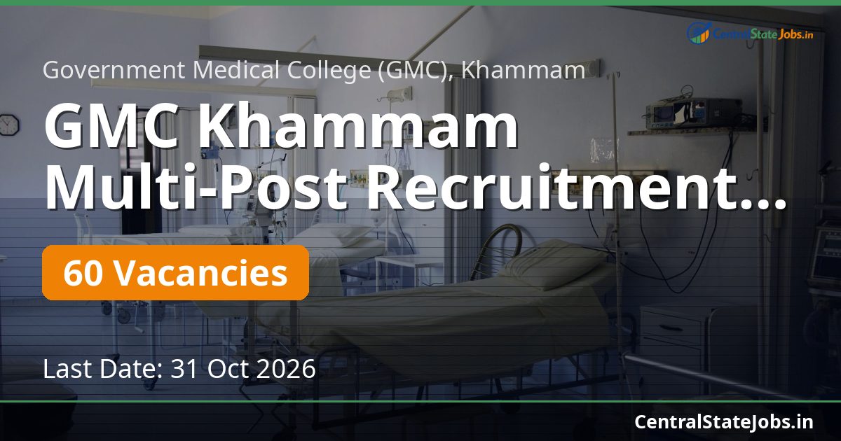 GMC Khammam Multi-Post Recruitment 2026 — 60 Vacancies