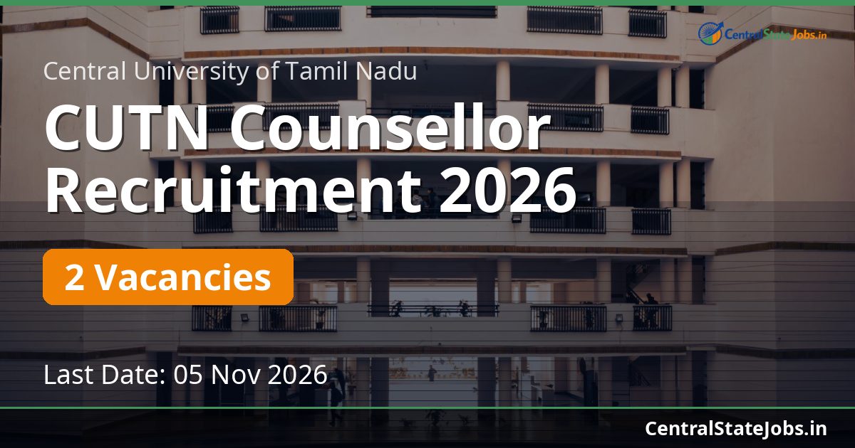 CUTN Counsellor Recruitment 2026