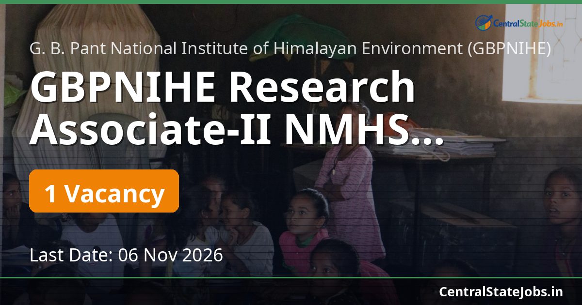 GBPNIHE Research Associate-II NMHS Recruitment 2026