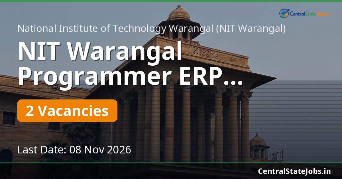 NIT Warangal Programmer ERP Recruitment 2026