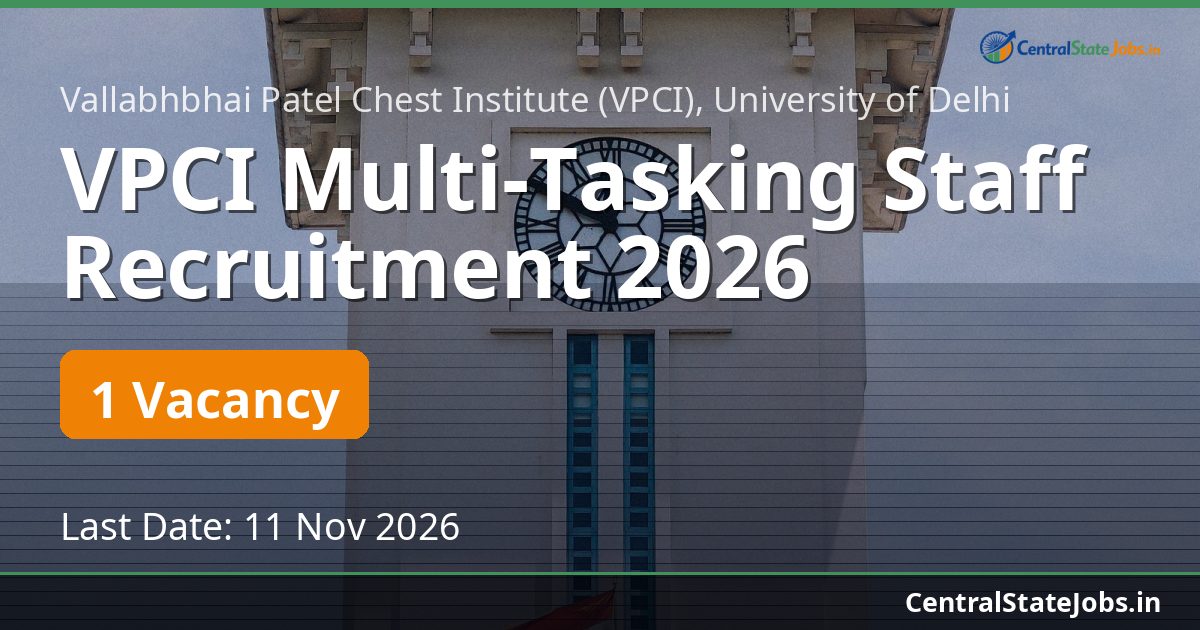 VPCI Multi-Tasking Staff Recruitment 2026