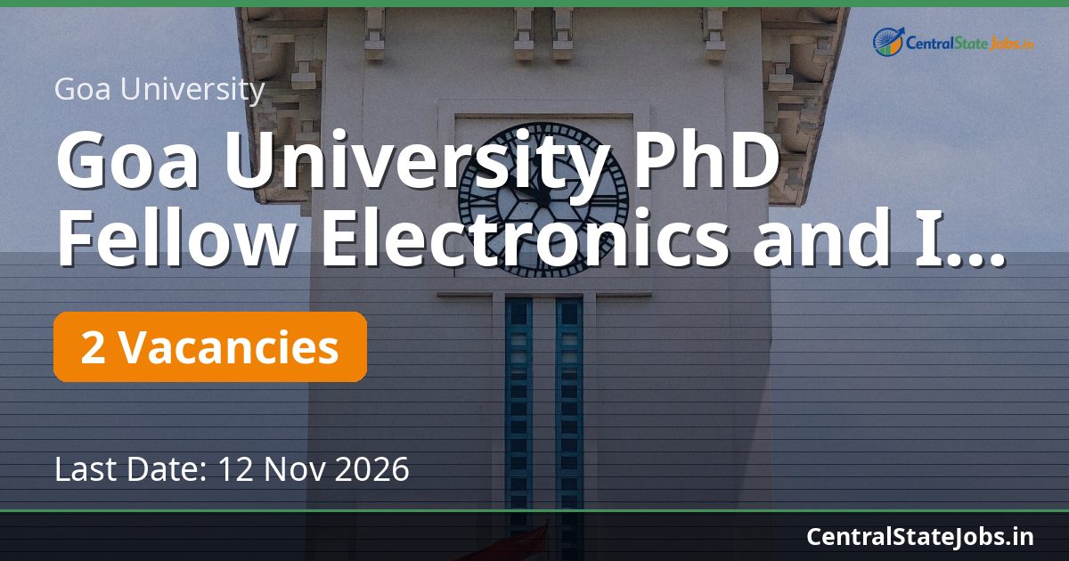 Goa University PhD Fellow Electronics and IT 2026
