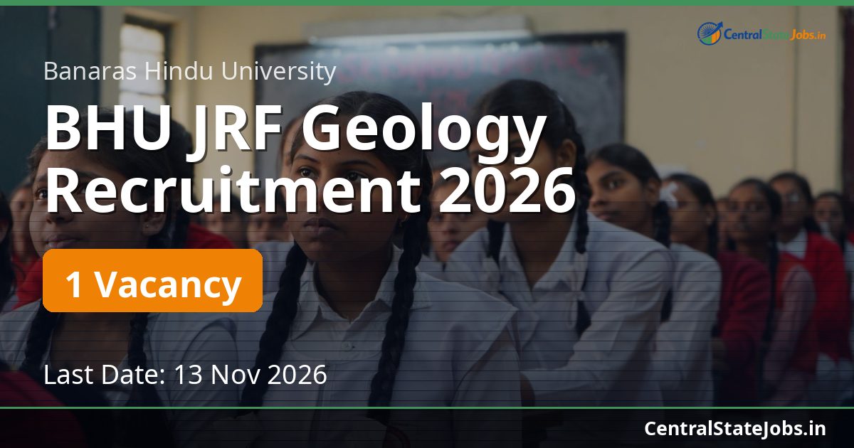 BHU JRF Geology Recruitment 2026
