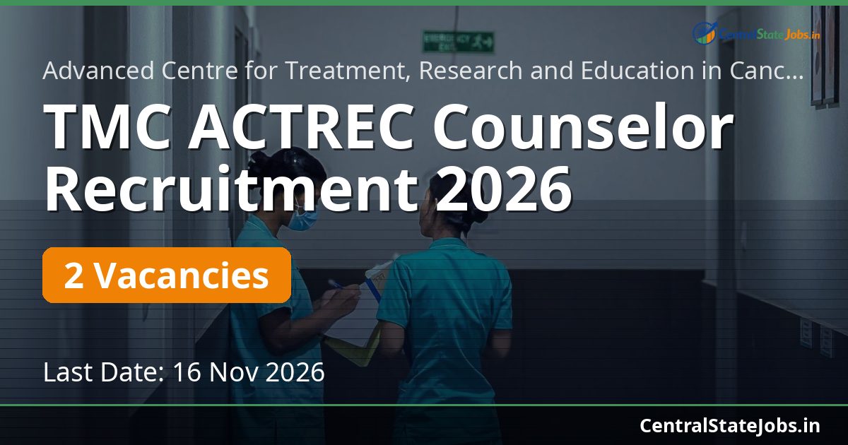 TMC ACTREC Counselor Recruitment 2026