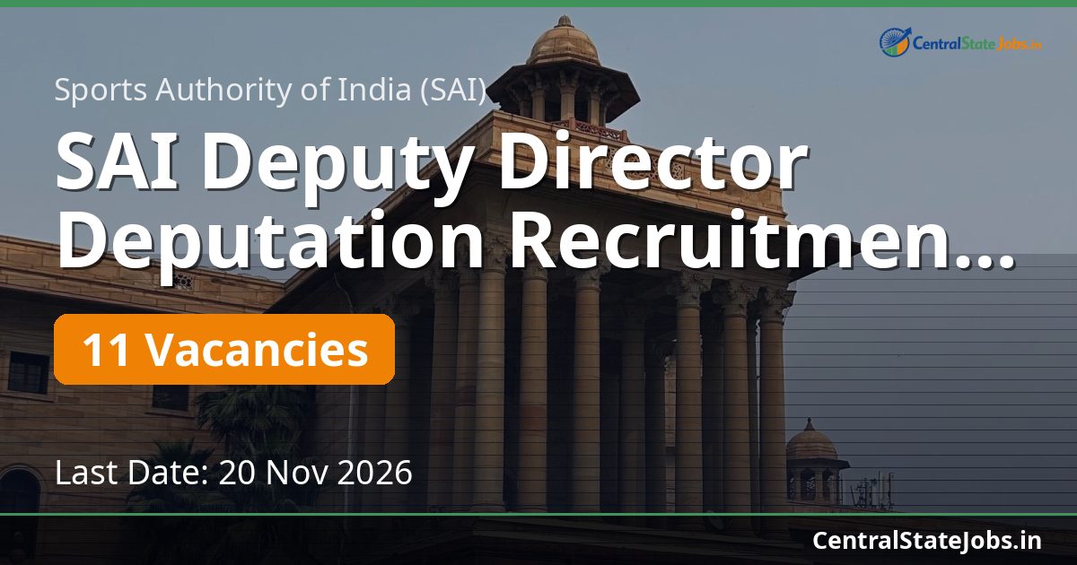 SAI Deputy Director Deputation Recruitment 2026