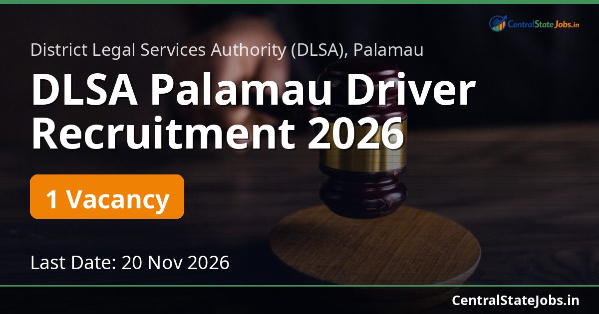 DLSA Palamau Driver Recruitment 2026