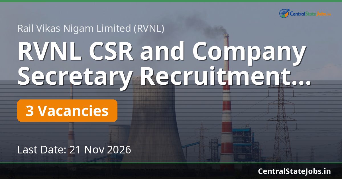 RVNL CSR and Company Secretary Recruitment 2026
